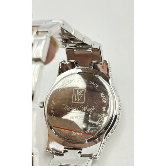 Victoria Wieck Crystal Watch Womens 39mm Silver Tone Bling New Battery 7.75" - Picture 6 of 10